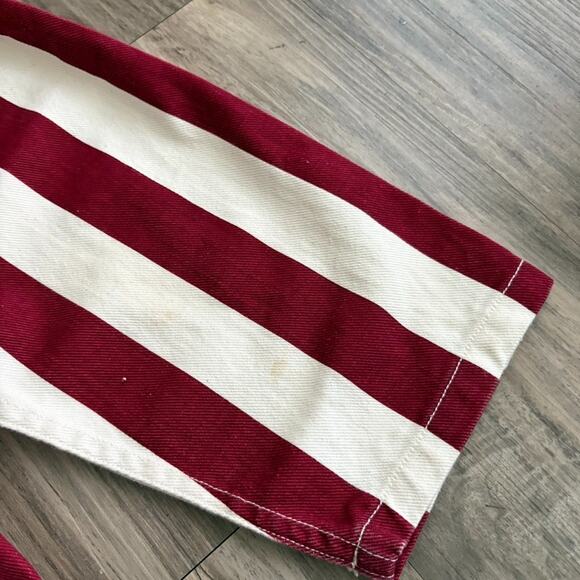 Vintage 1980s Striped Zip Up Jacket Men's Size M Red White 21x25.5 Boxy - Picture 6 of 8